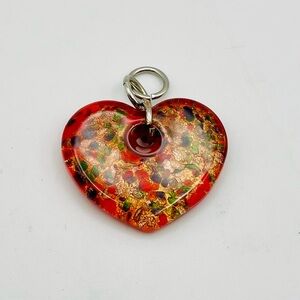 Red Heart Glass Pendant Necklace Charm - Designer Style